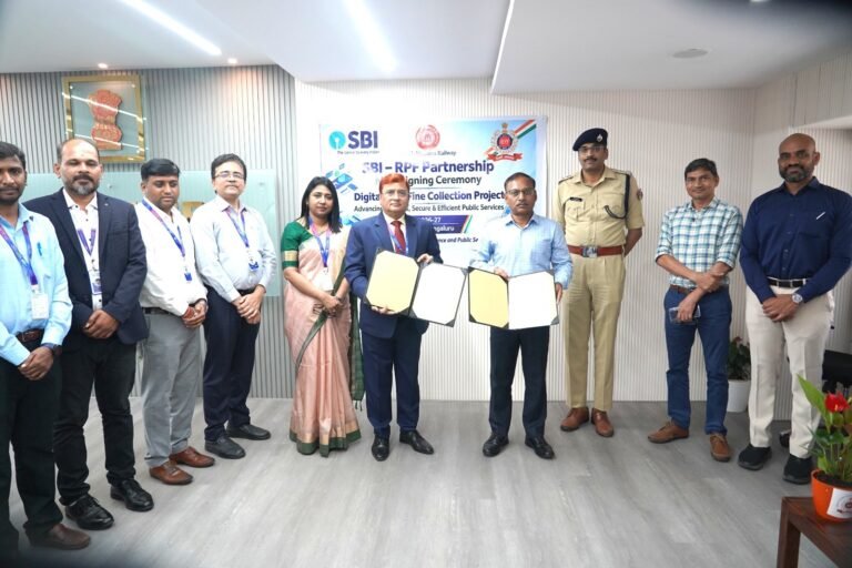Railway and SBI officials at the digital penalty collection MoU ceremony in Bengaluru