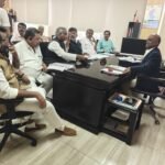DK Shivakumar and the delegation in a meeting at the Chief Electoral Officer’s office