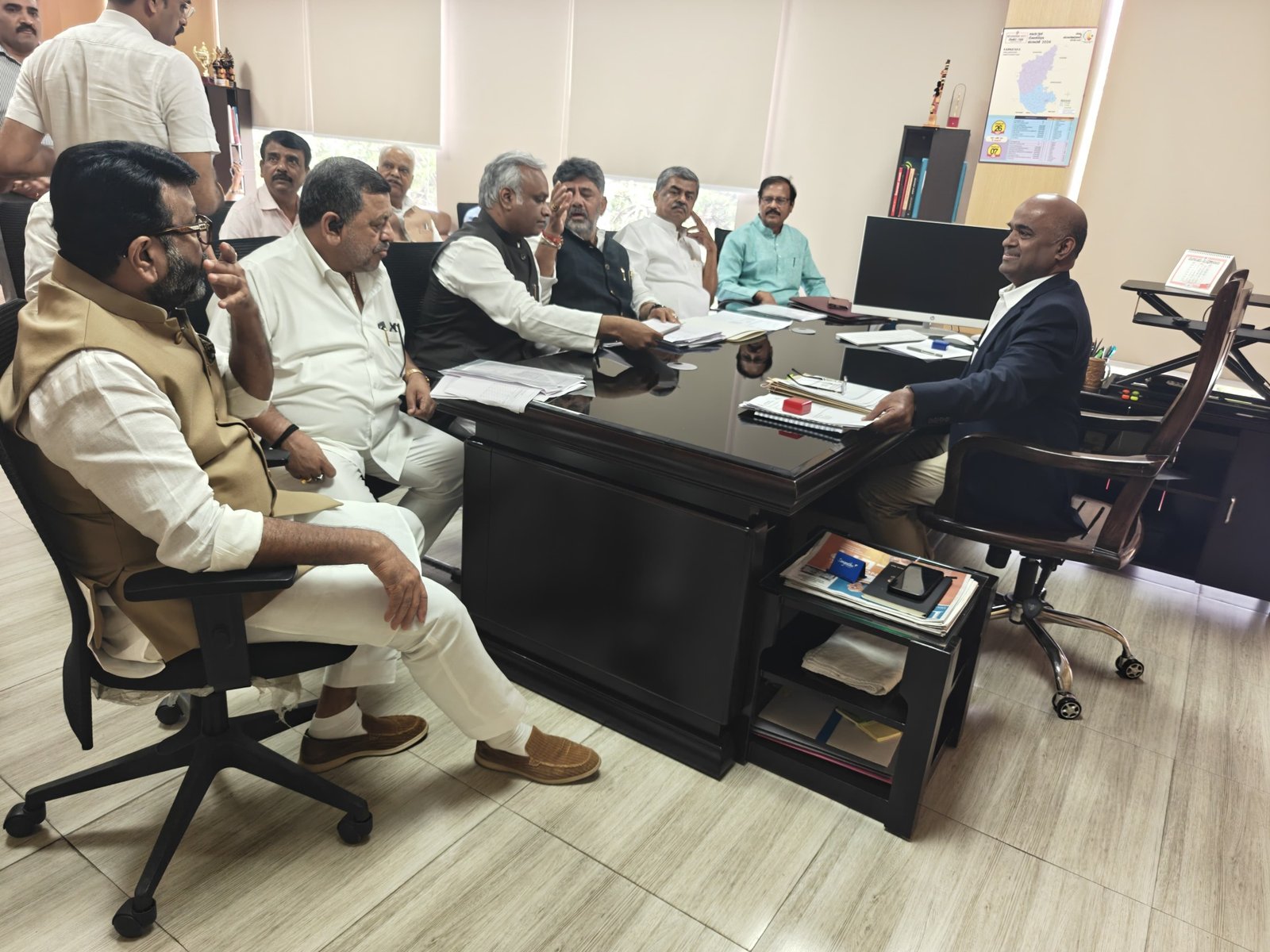 DK Shivakumar Stages Dharna at CEO Office, Demands Criminal Case Over Alleged Form 7 Voter Deletion 2 DK Shivakumar and the delegation at the CEO office