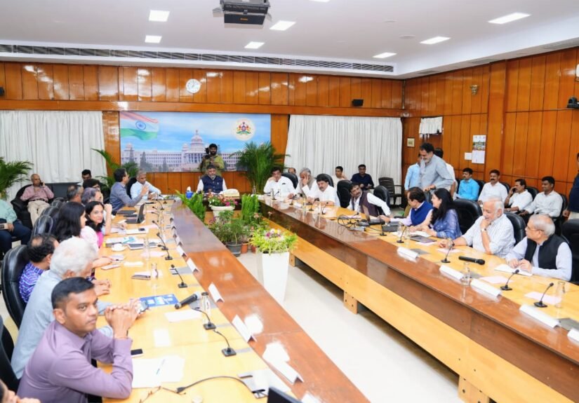 D K Shivakumar chairs the Bengaluru Metropolitan Region development advisory meeting at Krishna