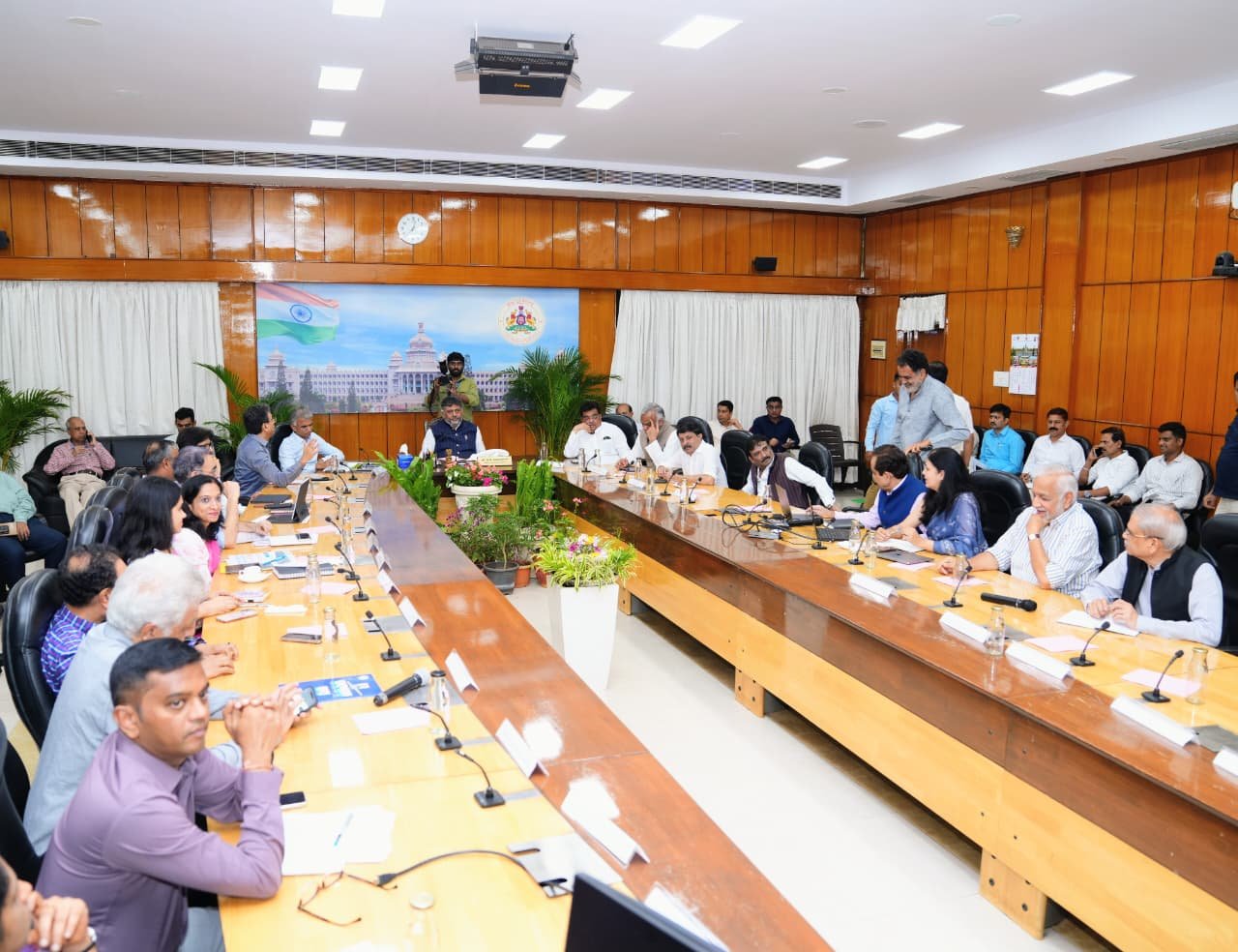D K Shivakumar chairs the Bengaluru Metropolitan Region development advisory meeting at Krishna