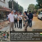 Maheshwar Rao and officials inspect roadworks near Jakkur in Bengaluru