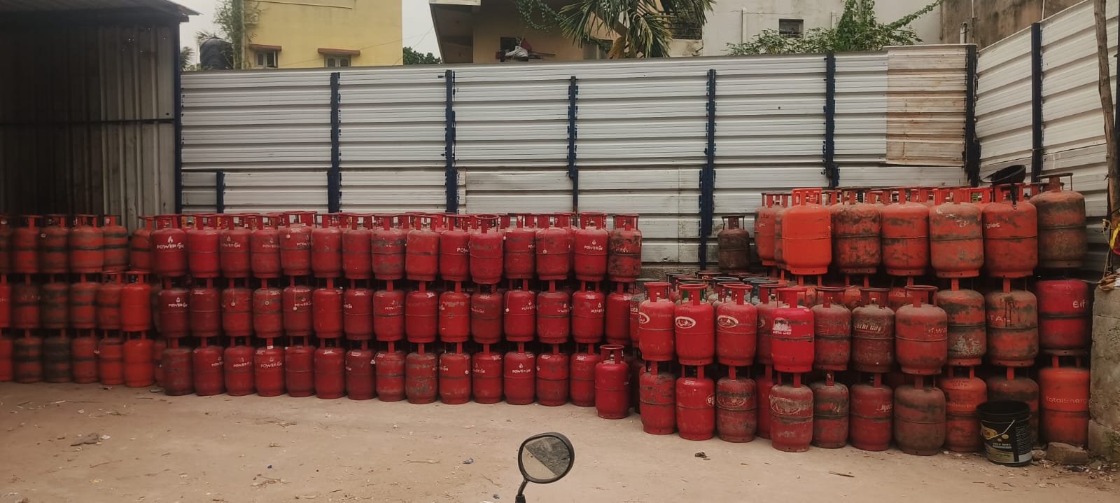 LPG cylinders arranged at the T Dasarahalli premises