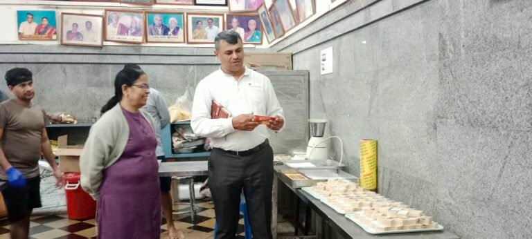 Food safety officials inspect a sweet-manufacturing unit in Karnataka