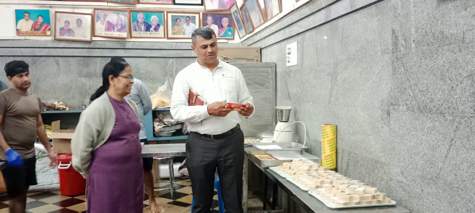 Food safety officials inspect a sweet-manufacturing unit in Karnataka