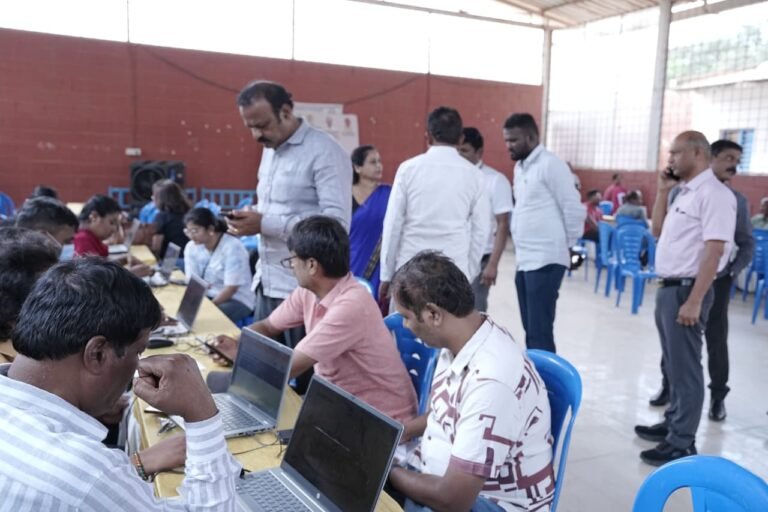 Citizens and staff at an e-Khata help desk in Bengaluru East.