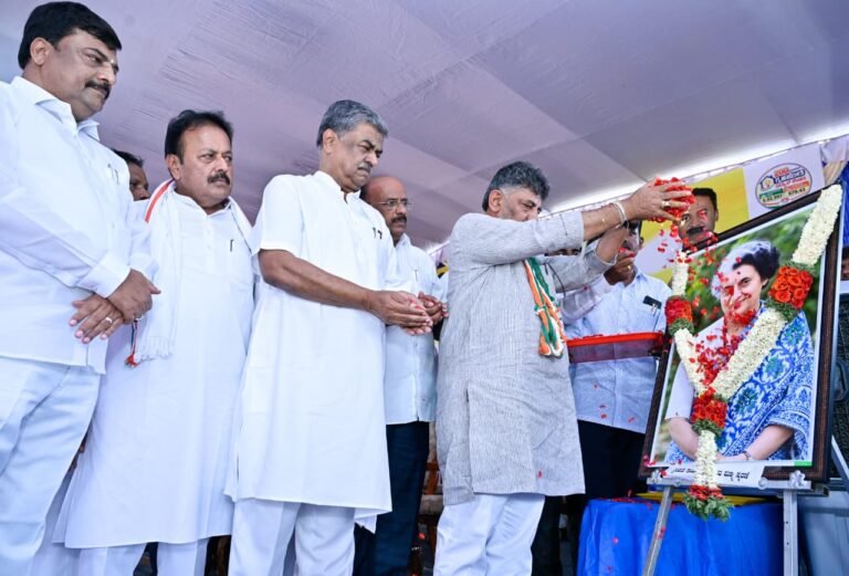 Chief Minister D K Shivakumar at a Congress event in Mandya.