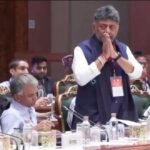 D.K. Shivakumar with folded hands at the GST Council meeting in New Delhi