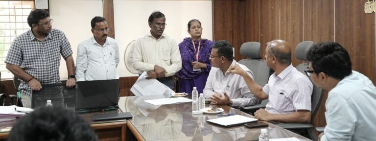 Officials review the Gunjur–Dommasandra–Varthur road widening project