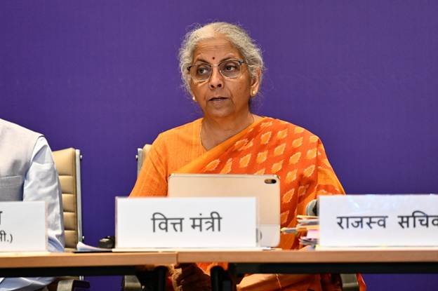 Union Finance Minister Nirmala Sitharaman at the 57th GST Council meeting. Credit: PIB.