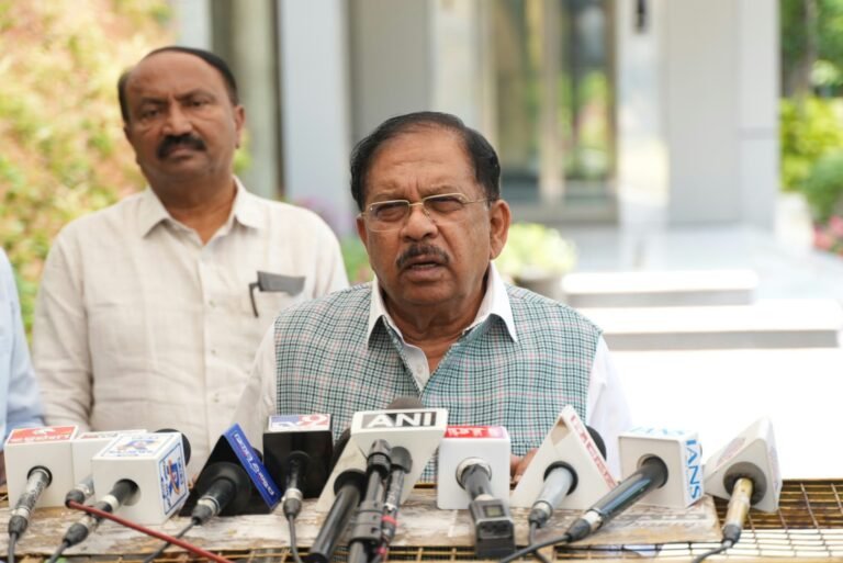 G Parameshwara speaks to the media about Karnataka drought assessment