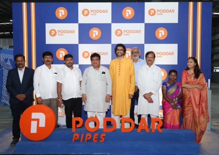 M B Patil and other attendees at the Poddar Pipes facility inauguration in Vemagal