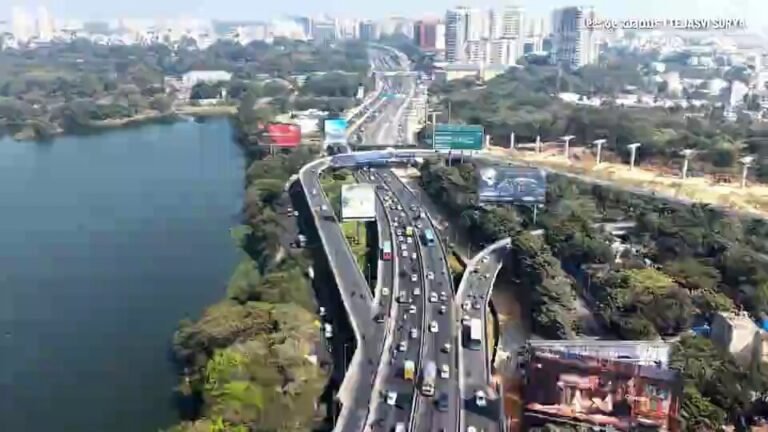 Hebbal road junction and lake in Tejasvi Surya’s video