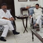 D K Shivakumar and Pralhad Joshi during their September 2023 meeting in Delhi